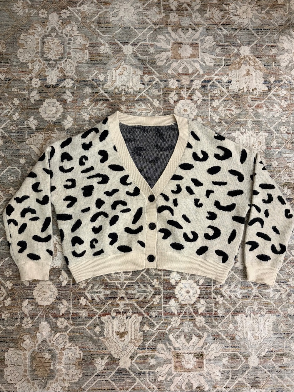 Animal Print Beige Cardigan
